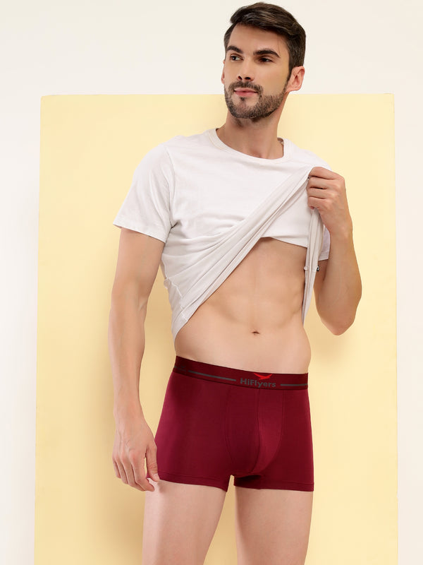 HiFlyers Men'S Silky Soft Odour Free Fabric For Luxurious All-Day Wear Dark Knight Collection Solid Micro Modal Trunk Pack Of 1 Maroon