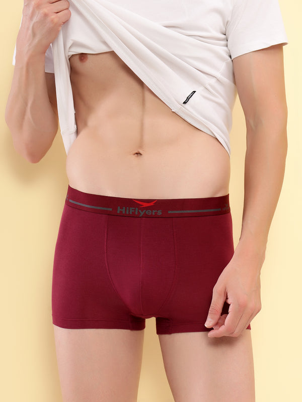 HiFlyers Men'S Silky Soft Odour Free Fabric For Luxurious All-Day Wear Dark Knight Collection Solid Micro Modal Trunk Pack Of 1 Maroon