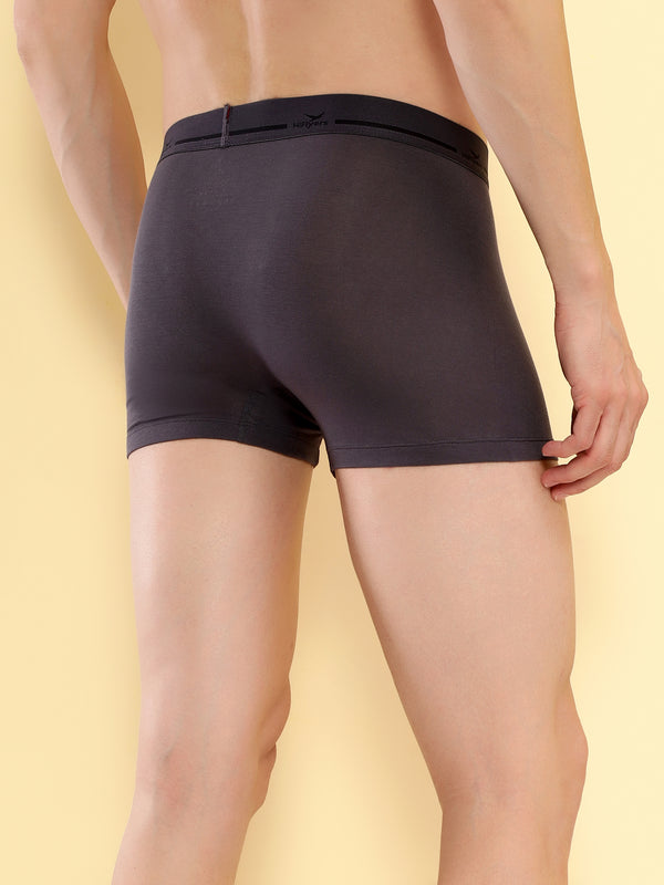 HiFlyers Men'S Silky Soft Odour Free Fabric For Luxurious All-Day Wear Dark Knight Collection Solid Micro Modal Trunk Pack Of 2 Grey
