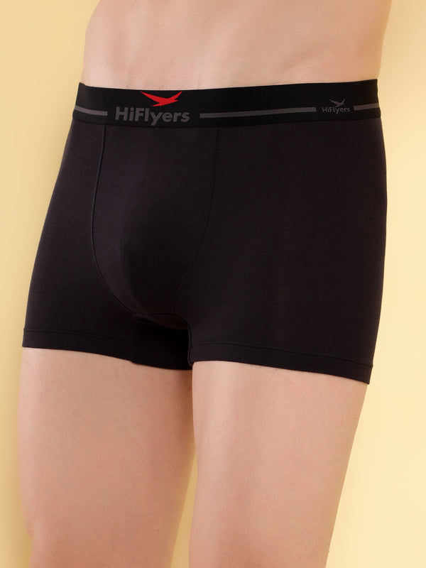 HiFlyers Men'S Silky Soft Odour Free Fabric For Luxurious All-Day Wear Dark Knight Collection Solid Micro Modal Trunk Pack Of 2 Black-Navy