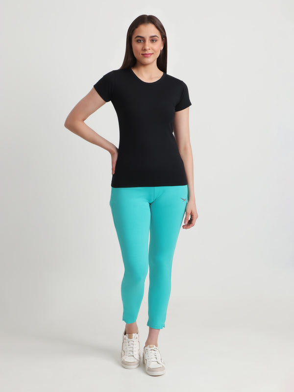 HiFlyers Women Regular FitSolid Cotton Lycra Kurti Pant/Legging/ Jegging Rama Green