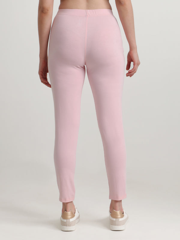 HiFlyers Women Regular FitSolid Cotton Lycra Kurti Pant/Legging/ Jegging Pink