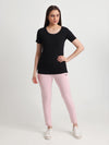 HiFlyers Women Regular FitSolid Cotton Lycra Kurti Pant/Legging/ Jegging Pink