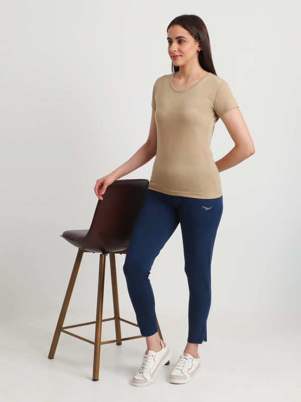 HiFlyers Women Regular FitSolid Cotton Lycra Kurti Pant/Legging/ Jegging Navy