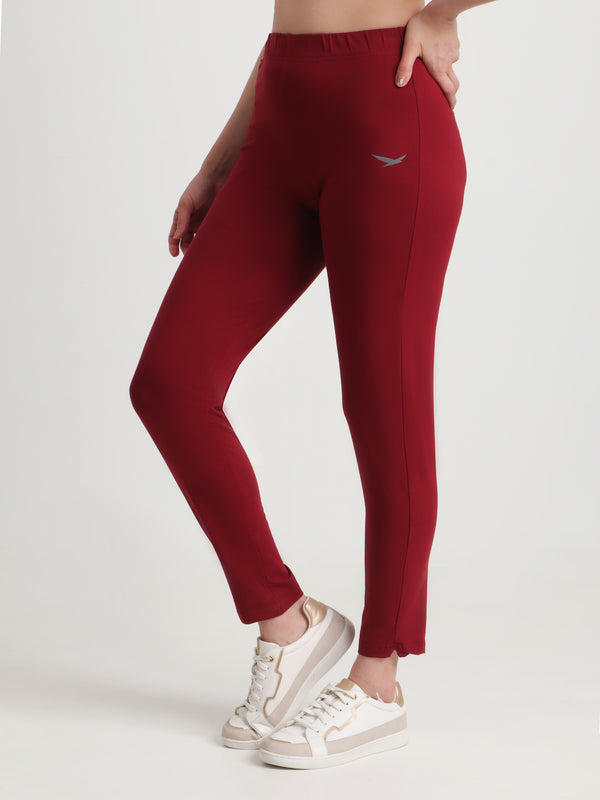 HiFlyers Women Regular FitSolid Cotton Lycra Kurti Pant/Legging/ Jegging Wine