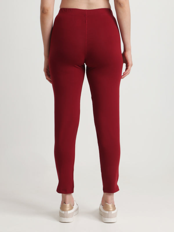 HiFlyers Women Regular FitSolid Cotton Lycra Kurti Pant/Legging/ Jegging Wine