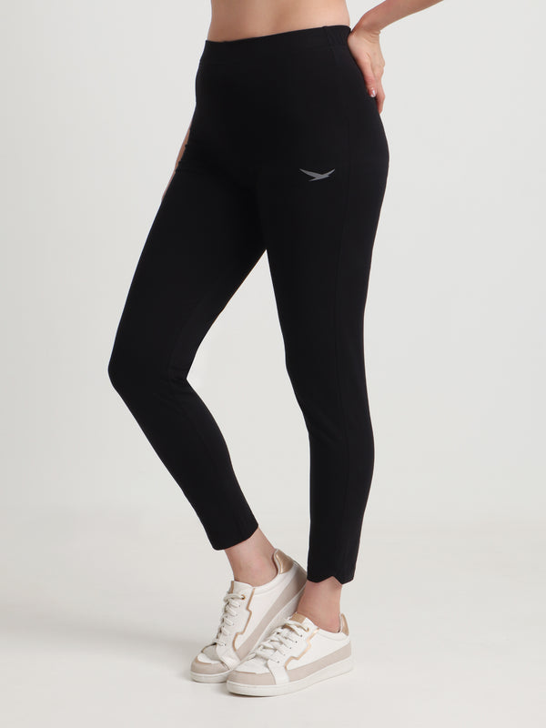 HiFlyers Women Regular FitSolid Cotton Lycra Kurti Pant/Legging/ Jegging Black