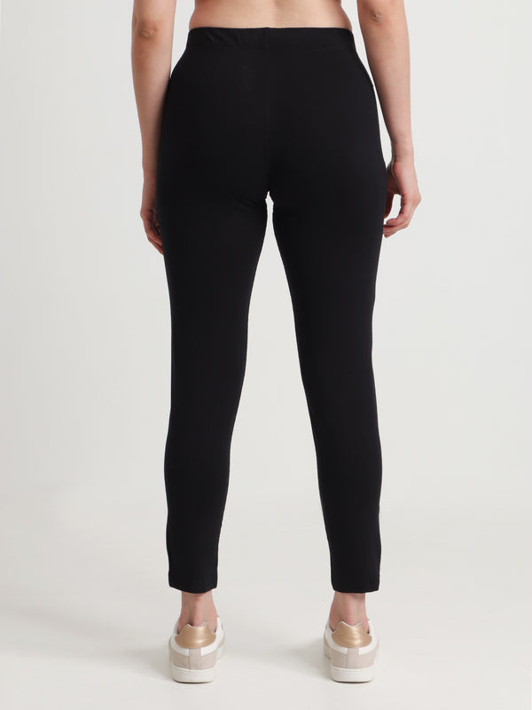 HiFlyers Women Regular FitSolid Cotton Lycra Kurti Pant/Legging/ Jegging Black
