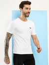 HiFlyers Men Regular Fit Polyster Pique Round Neck Half Sleev Tshirt White