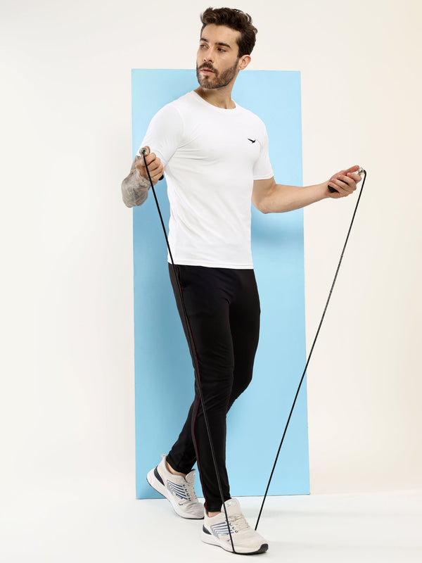 HiFlyers Men Regular Fit Polyster Pique Round Neck Half Sleev Tshirt White