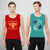 T.T. Men Cool Cotton Printed Regular Fit Round Neck Muscle Tees Pack Of 2 Red-Green