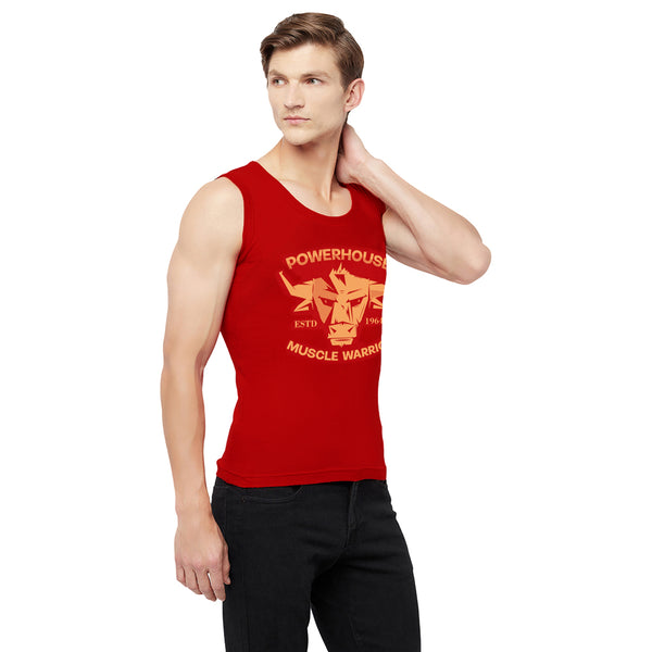 T.T. Men Cool Cotton Printed Regular Fit Round Neck Muscle Tees Pack Of 2 Navy-Red