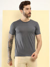 T.T. Men Slim Fit Poly Jersey Round Neck Half Sleeve T-Shirt Pack Of 3 Anthra-Black-Skin