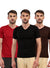 T.T. Men Slim Fit Poly Jersey V-Neck Half Sleeve T-Shirt Pack Of 3 Anthra-Black-Maroon