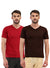 T.T. Men Slim Fit Poly Jersey V-Neck Half Sleeve T-Shirt Pack Of 2 Brown-Maroon