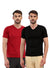 T.T. Men Slim Fit Poly Jersey V-Neck Half Sleeve T-Shirt Pack Of 2 Maroon-Black