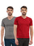 T.T. Men Slim Fit Poly Jersey V-Neck Half Sleeve T-Shirt Pack Of 2 Anthra-Maroon