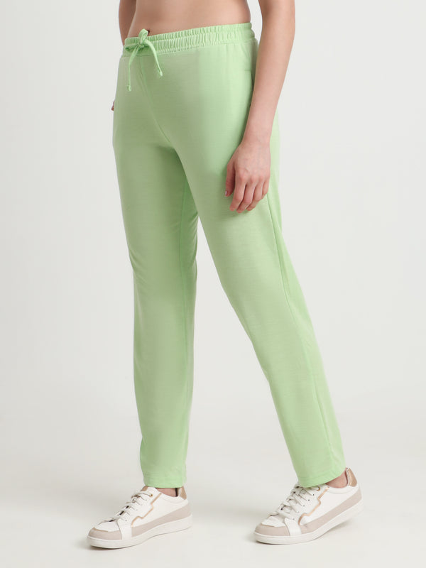 T.T. Women Regular Fit Poly Jersey Solid Trackpant Pack Of 3-Green-Olive-Pink