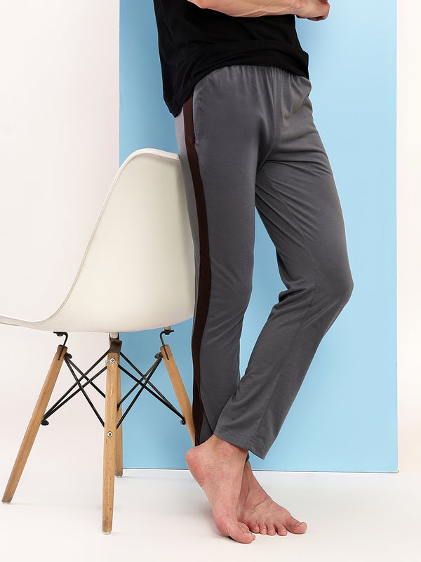 T.T. Men Regular Fit Poly Jersey Cut And Sew Trackpant Pack Of 3-Black-Grey-Skin