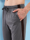 T.T. Men Regular Fit Poly Jersey Cut And Sew Trackpant Pack Of 3-Black-Grey-Skin