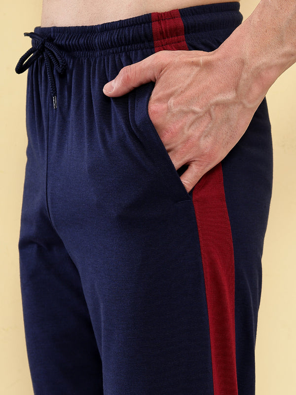 T.T. Men Regular Fit Poly Jersey Cut And Sew Trackpant Pack Of 2-Grey-Navy