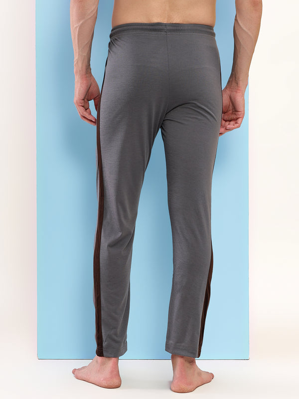 T.T. Men Regular Fit Poly Jersey Cut And Sew Trackpant Pack Of 2-Grey-Maroon