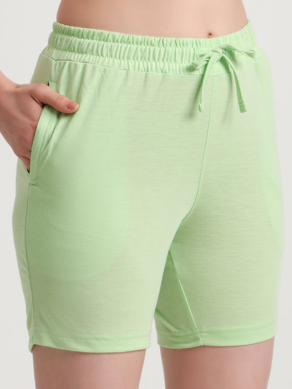 T.T. Women Regular Fit Poly Jersey Solid Short Pack Of 2-Black-Green