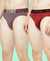 T.T. Mens Desire 100% Combed Cotton Printed Brief Top Elastic Pack Of 2 Red-Maroon