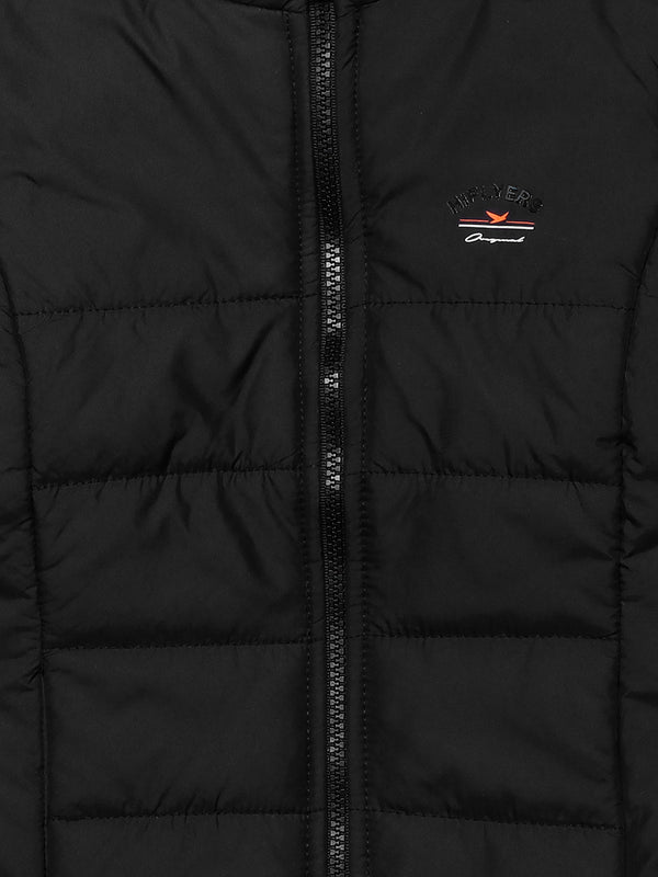 HiFlyers Girls Regular Fit | Polyster |Fluffy Full Sleeves |Quilted Insulation|High Neck Stand Collar|Zipper Jacket -Black
