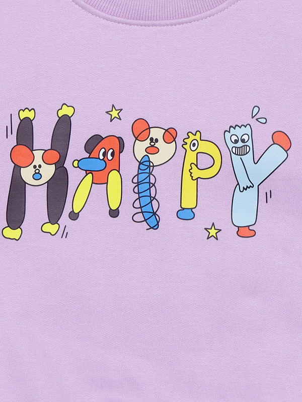 HiFlyers Girls Regular Fit | Premium Cotton Fleece |Full Sleeves|Round Neck|Trendy Winter Wear| Sweatshirts For Boys And Girls -Purple