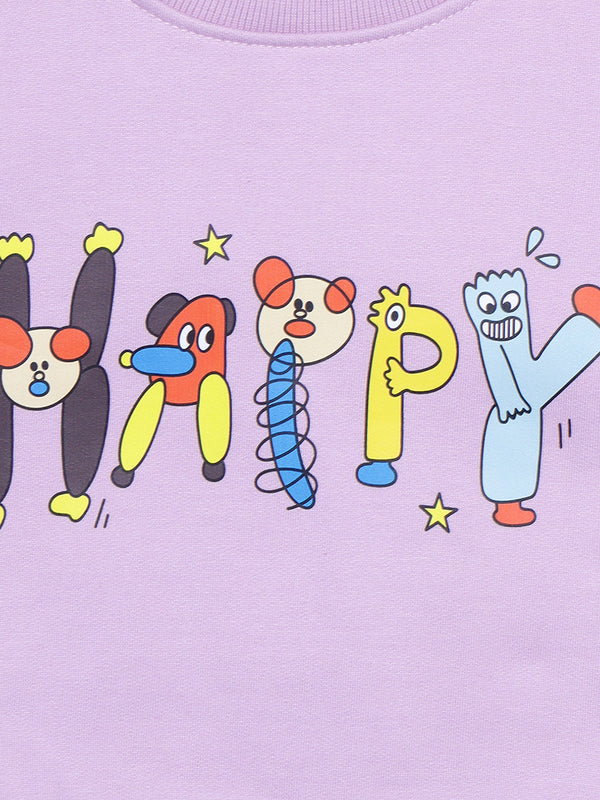 HiFlyers Girls Regular Fit | Premium Cotton Fleece |Full Sleeves|Round Neck|Trendy Winter Wear| Sweatshirts For Boys And Girls -Purple