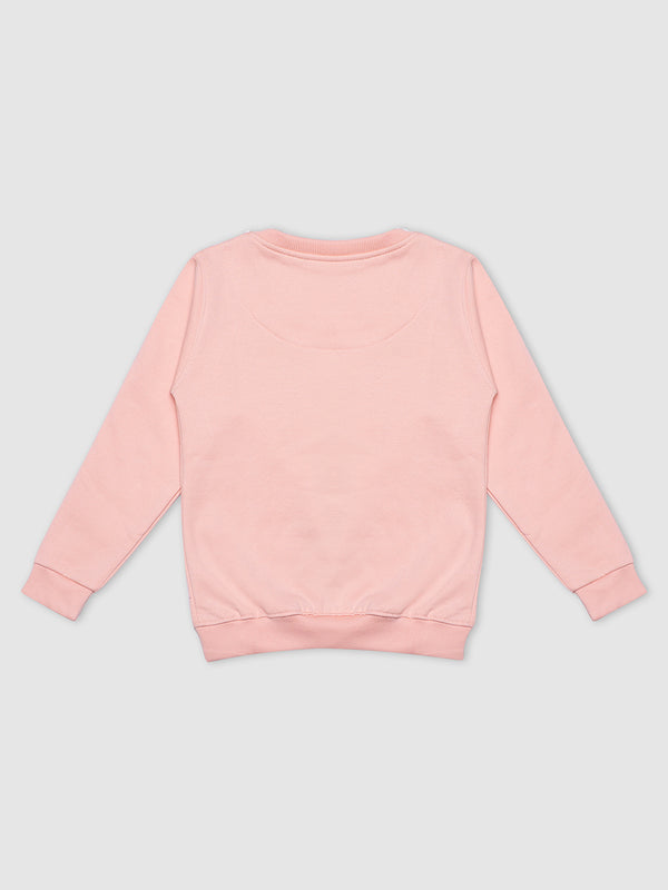 HiFlyers Girls Regular Fit | Premium Cotton Fleece |Full Sleeves|Round Neck|Trendy Winter Wear| Sweatshirts For Boys And Girls -Peach