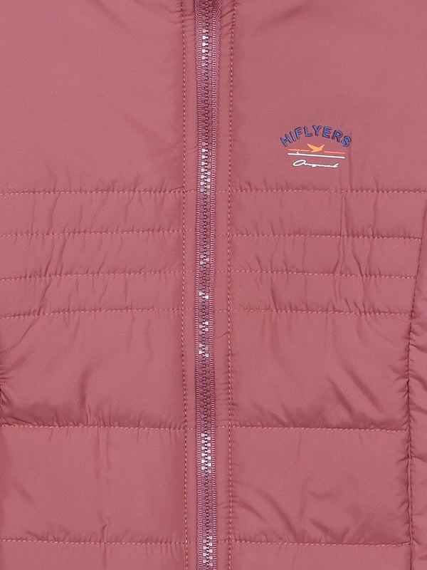 HiFlyers Girls Regular Fit | Polyster |Fluffy Full Sleeves |Quilted Insulation|High Neck Stand Collar|Zipper Jacket -Onion