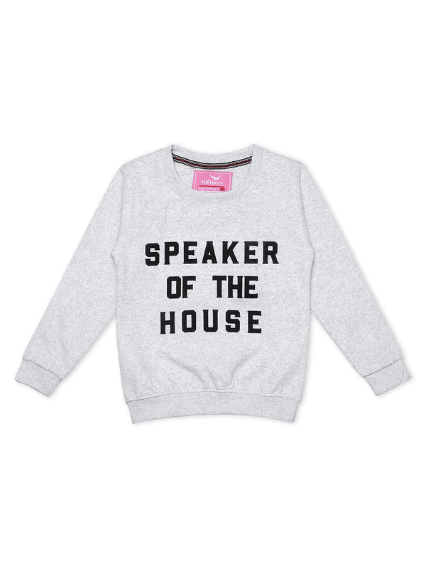 HiFlyers Girls Regular Fit | Premium Cotton Fleece |Full Sleeves|Round Neck|Trendy Winter Wear| Sweatshirts For Boys And Girls -Grey