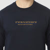 HiFlyers Men Slim Fit Slogan Printed Cotton Fleece Sweatshirt -Navy