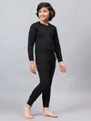 T.T. Boys & Girls |Slim Fit| Cotton Fleece |Skin Soft Fabric|Full Sleeves|Trendy Winter Wear|Dyed Rn Top & Top Elastic Payjama Thermal Set -Black