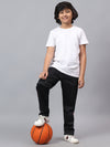 HiFlyers Kids Regular Fit | Cut And Sew Design|Sports Casual Wear| With 2 Side Pockets|Trackpant -Black