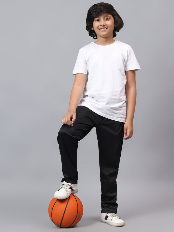HiFlyers Kids Regular Fit | Cut And Sew Design|Sports Casual Wear| With 2 Side Pockets|Trackpant -Black