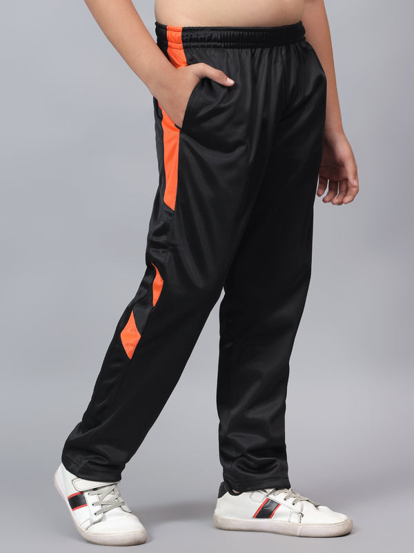 HiFlyers Kids Regular Fit | Cut And Sew Design|Sports Casual Wear| With 2 Side Pockets|Trackpant -Black