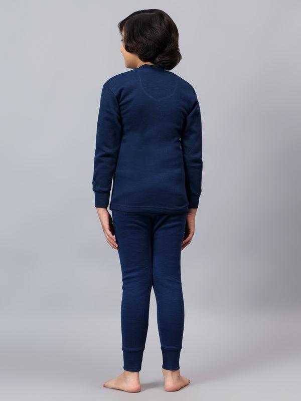 T.T. Boys & Girls |Slim Fit| Cotton Fleece |Skin Soft Fabric|Full Sleeves|Trendy Winter Wear|Dyed Rn Top & Top Elastic Payjama Thermal Set -Blue