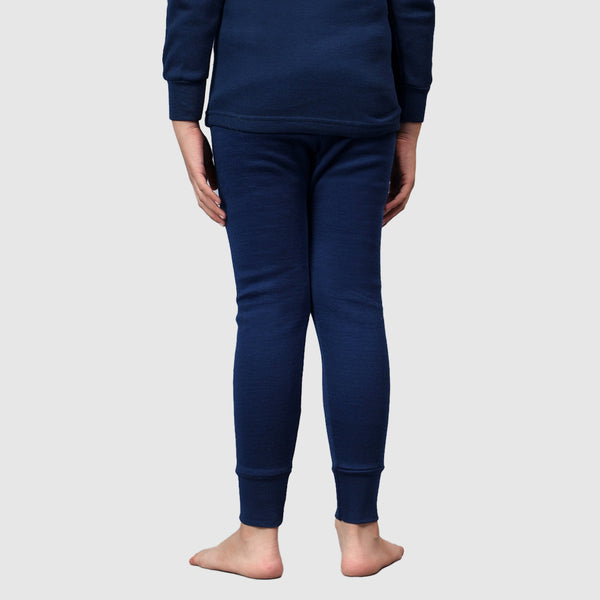 T.T. Boys & Girls |Slim Fit| Cotton Fleece |Top Elastic|Trendy Winter Wear|Dyed Thermal Trouser Pack Of 2-Black-Blue