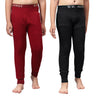 T.T. Boys & Girls |Slim Fit| Cotton Fleece |Top Elastic|Trendy Winter Wear|Dyed Thermal Trouser Pack Of 2-Red-Black