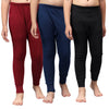 T.T. Boys & Girls |Slim Fit| Cotton Fleece |Inner Elastic|Trendy Winter Wear|Dyed Thermal Trouser Pack Of 3-Red-Blue-Black