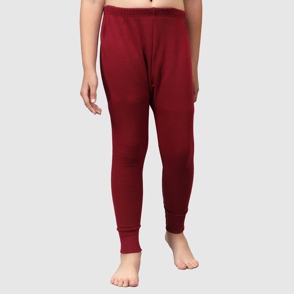 T.T. Boys & Girls |Slim Fit| Cotton Fleece |Inner Elastic|Trendy Winter Wear|Dyed Thermal Trouser Pack Of 2-Red-Black