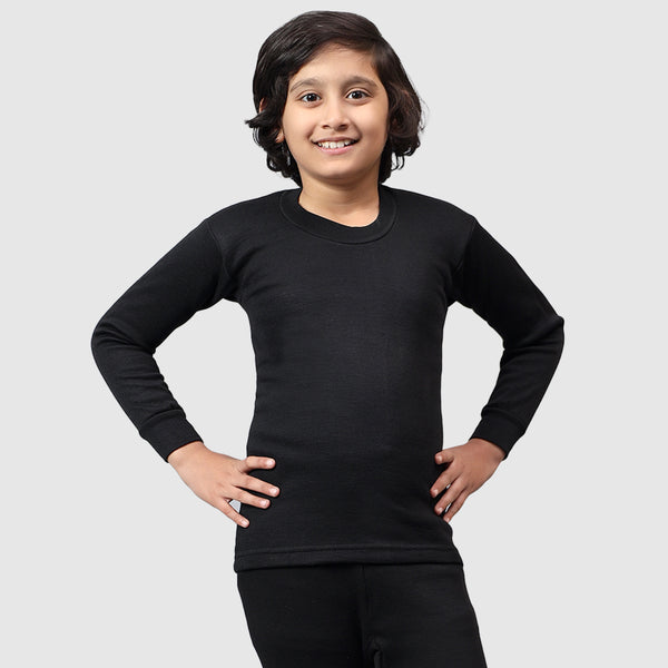 T.T. Boys & Girls |Slim Fit| Cotton Fleece |Full Sleeves|Round Neck|Trendy Winter Wear|Dyed Top Pack Of 3-Red-Blue-Black