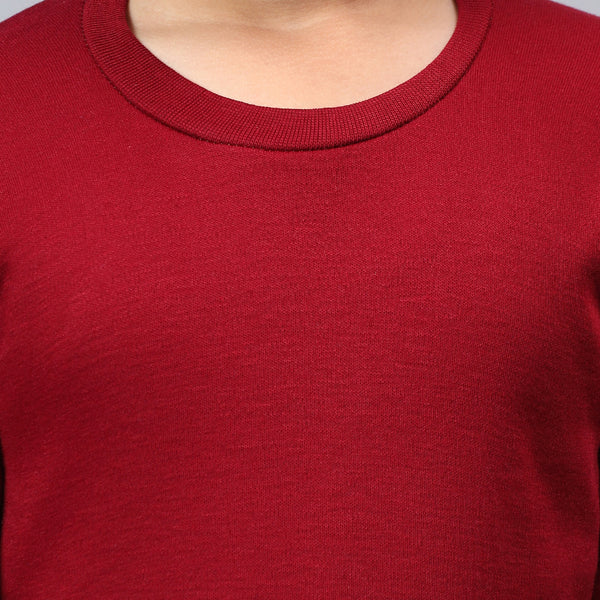 T.T. Boys & Girls |Slim Fit| Cotton Fleece |Full Sleeves|Round Neck|Trendy Winter Wear|Dyed Top Pack Of 3-Red-Blue-Black