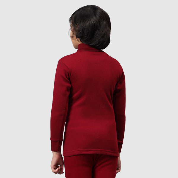 T.T. Boys & Girls |Slim Fit| Cotton Fleece |Full Sleeves|High Neck|Trendy Winter Wear|Dyed Top Pack Of 2-Red-Black