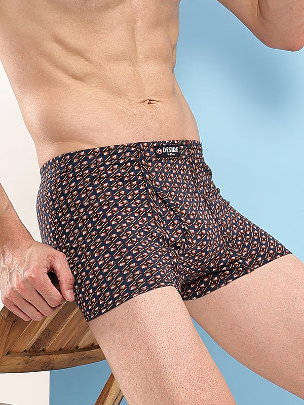 T.T. Men Desire Super Combed Cotton Printed Snug Fit Mini Trunks For Men Pack Of 2 Brown-Navy
