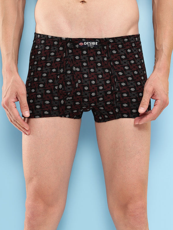 T.T. Men Desire Super Combed Cotton Printed Snug Fit Mini Trunks For Men Pack Of 2 Black-Brown