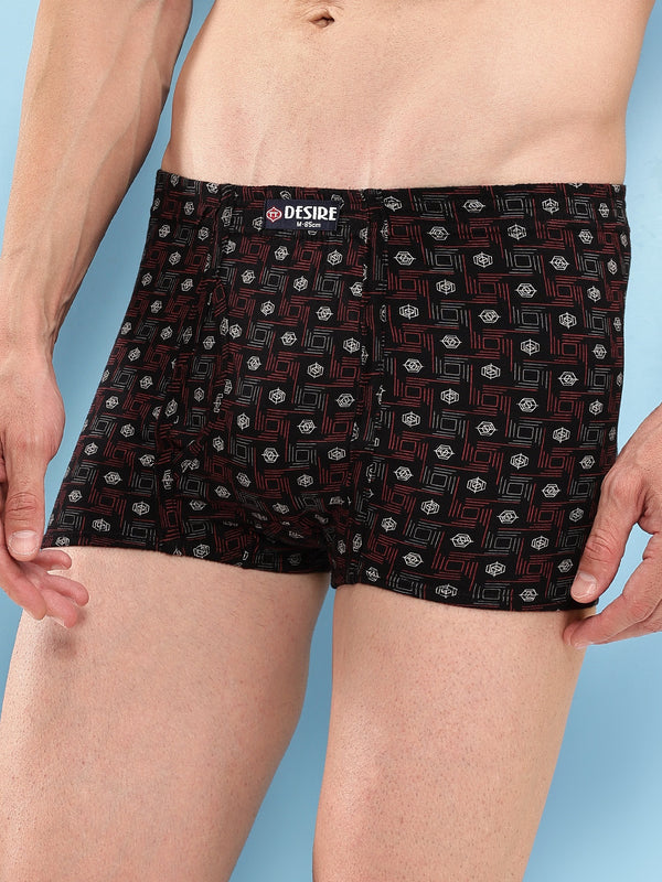T.T. Men Desire Super Combed Cotton Printed Snug Fit Mini Trunks For Men Pack Of 2 Black-Brown